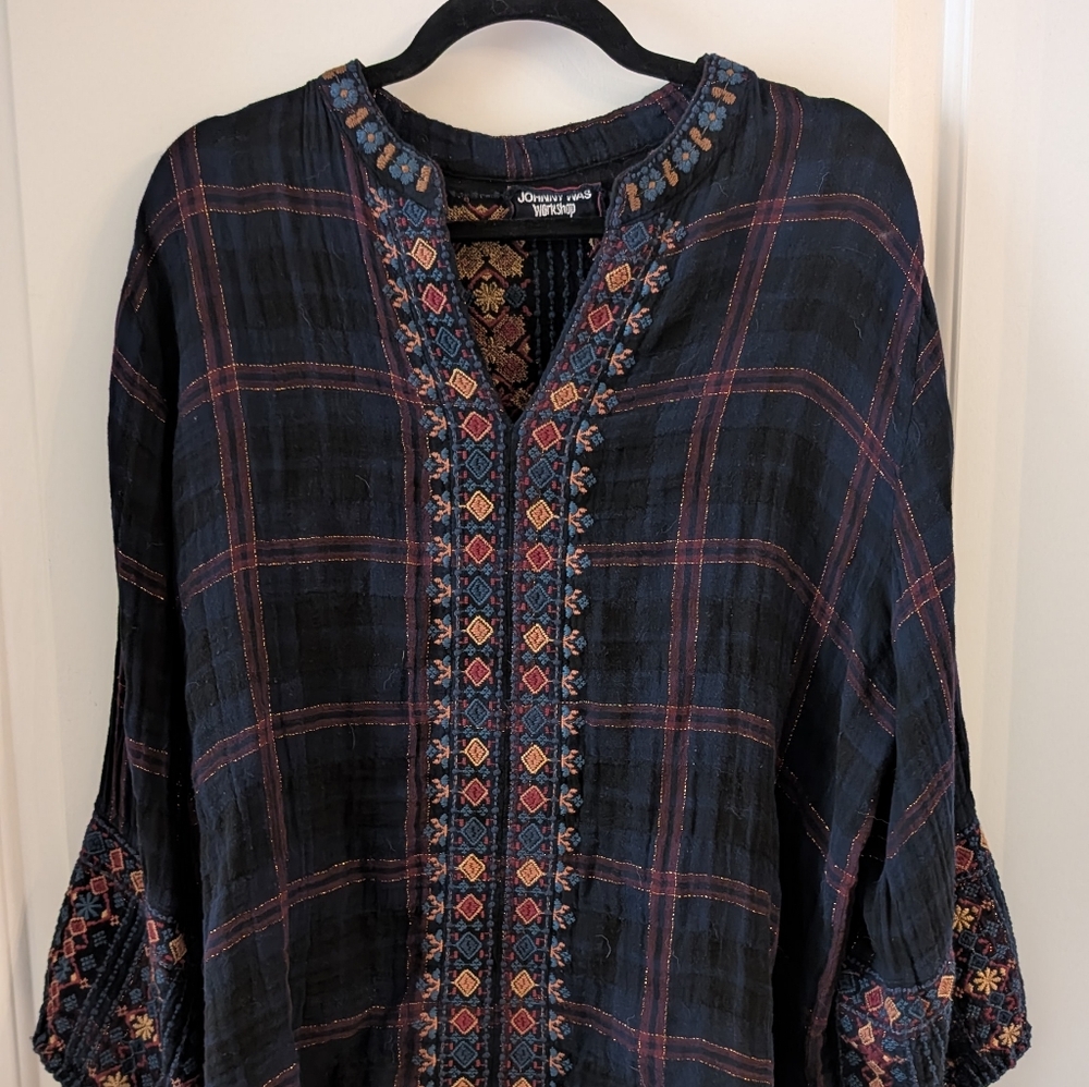 Johnny Was Black Blouse with Elegant Design